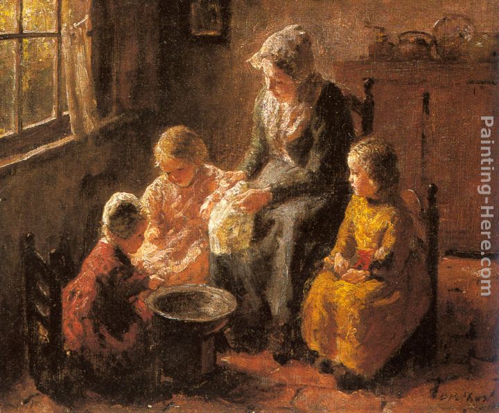 Mother and Children in an Interior painting - Bernard Jean Corneille Pothast Mother and Children in an Interior art painting
